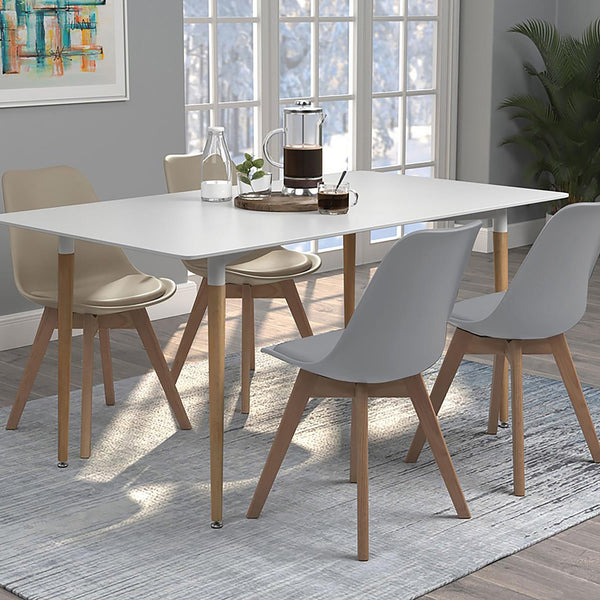 English Elm Grey Swedish Modern Padded Side Chairs Set of 2 with Leatherette Wrap and Solid Oak Splayed Legs, Cozy B062P145597