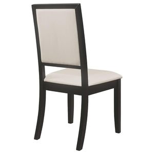 English Elm Cream Transitional Upholstered Side Chairs Set of 2 — Distressed Black Ash Frame, Cream Chenille Comfort, 300lb Limit B062P145454