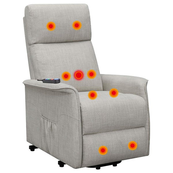 English Elm Beige Power Lift Recliner Chair with Memory Foam & Pocket Coil Seat, Wired Remote, 300 lb Capacity Functional Comfort for Living Room Relaxation B062P145469