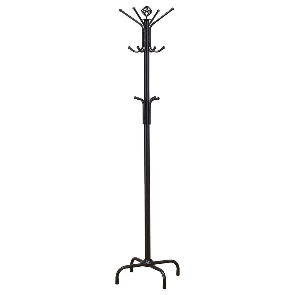 English Elm Black Spider Metal Coat Rack with Shiny Black Finish, 73" Tall Three-Tier Hooks for Entryway Storage and Hats B062P145490