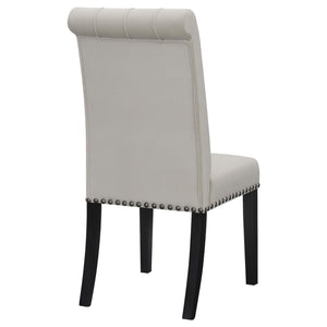 English Elm Sand Sand Velvet Tufted Side Chairs (Set of 2) — Rustic Espresso Rubberwood Frame, Button Tufting & Matte Gunmetal Nailhead Trim, Comfortable Foam Seat, Curved Back Legs, Elegant Dining Accent, 41.5" High B062P145440