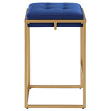 English Elm Blue and Gold Square Counter Height Stools (Set Of 2)