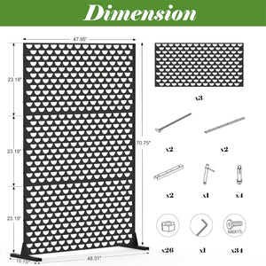 English Elm Metal Privacy Screens & Panels - Durable Freestanding Semi-Circular Design For Indoor/Outdoor Elegance W1859P145843
