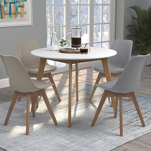 English Elm Grey Swedish Modern Padded Side Chairs Set of 2 with Leatherette Wrap and Solid Oak Splayed Legs, Cozy B062P145597