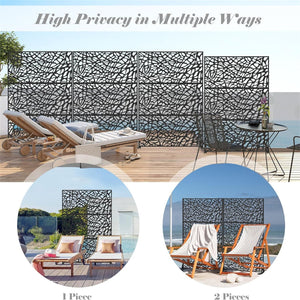 English Elm Metal Privacy Screens - Stylish Freestanding Garden & Room Dividers For Indoor/Outdoor Spaces, Easy Setup W1859P145760