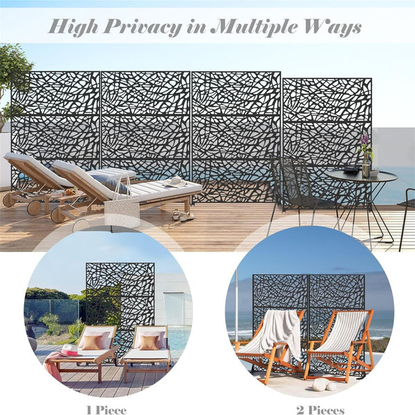 English Elm Metal Privacy Screens - Stylish Freestanding Garden & Room Dividers For Indoor/Outdoor Spaces, Easy Setup W1859P145760