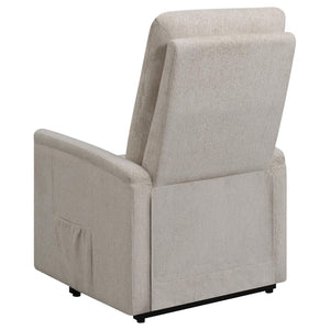 English Elm Beige Power Lift Recliner Chair with Memory Foam, Plush Chenille Upholstery, Storage Pocket & 375lb Capacity B062P145449