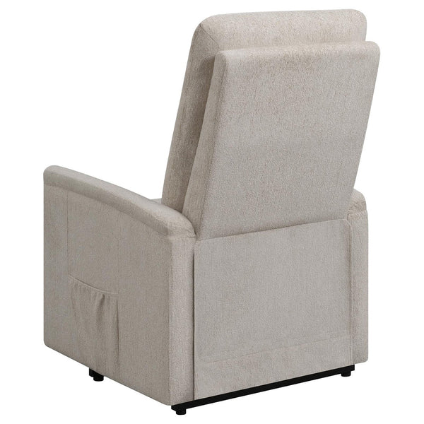 English Elm Beige Power Lift Recliner Chair with Memory Foam, Plush Chenille Upholstery, Storage Pocket & 375lb Capacity B062P145449