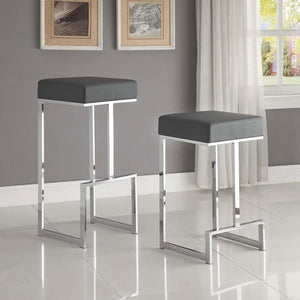 English Elm Grey Upholstered Bar Stool with Chrome Legs – Modern Faux Leather Counter Seating, 31"H Durable Elegance B062P145584