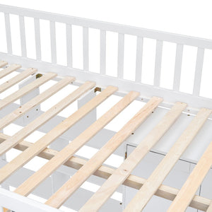 English Elm Full Size Kids Loft Bed with Integrated Desk Bookshelf Wardrobe and Storage Drawers White LT100669AAK