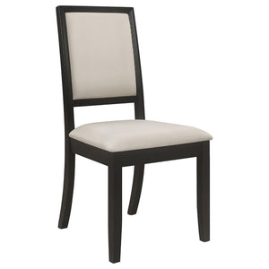 English Elm Cream Transitional Upholstered Side Chairs Set of 2 — Distressed Black Ash Frame, Cream Chenille Comfort, 300lb Limit B062P145454