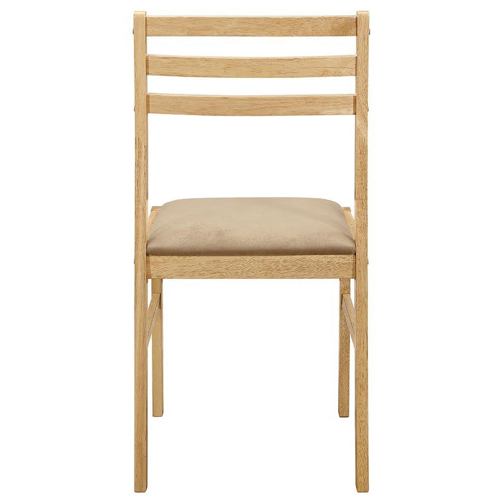 English Elm Natural 3-Piece Drop-Leaf Dining Set in Tan Upholstery — Compact Asian Tropical Wood Bistro Charm B062P145452