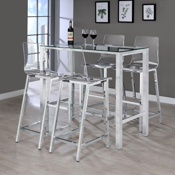 English Elm Clear Clear and Chrome Bar Stools Set of 2 — Modern Acrylic Seats with Curved Comfort Back & Chrome Base B062P145576