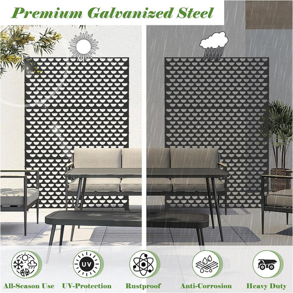 English Elm Metal Privacy Screens & Panels - Durable Freestanding Semi-Circular Design For Indoor/Outdoor Elegance W1859P145843
