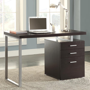 English Elm Cappuccino Modular 3-Drawer Reversible Office Desk with Metal Legs, Euro Glides & Ample Storage B062P145586