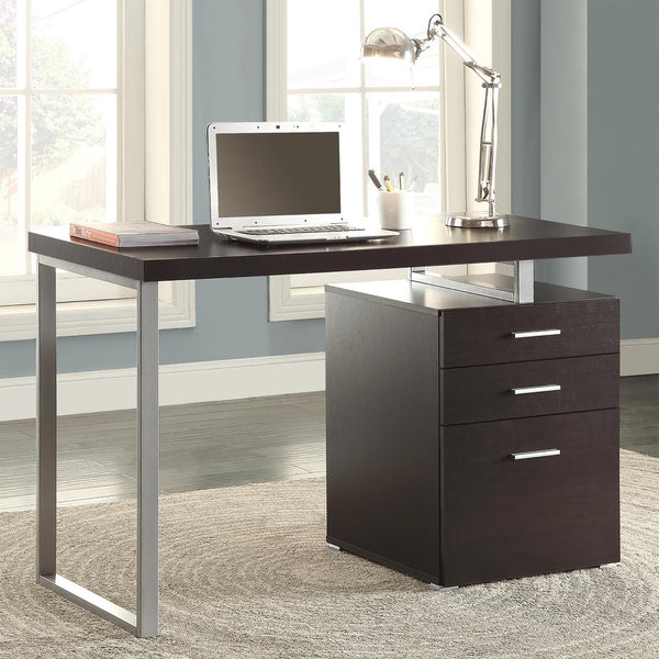 English Elm Cappuccino Modular 3-Drawer Reversible Office Desk with Metal Legs, Euro Glides & Ample Storage B062P145586