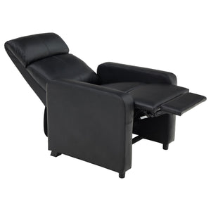English Elm Black Upholstered Push-Back Recliner with Bonded Leather, Thin Track Arms & Theater-Style Comfort, Manual Recline B062P145564