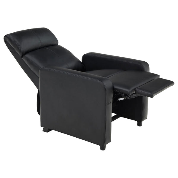 English Elm Black Upholstered Push-Back Recliner with Bonded Leather, Thin Track Arms & Theater-Style Comfort, Manual Recline B062P145564