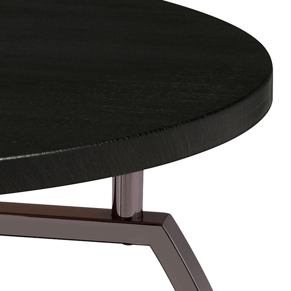 English Elm Dark Grey Black Nickel End Table with Round Shelf, Curved Frame Glam Accent Table 23" High B062P145578