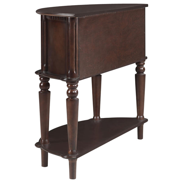 English Elm Brown Half Moon Console Table with Warm Wood Finish, Two Doors & Lower Shelf for Stylish Storage B062P145566