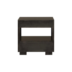 English Elm Smoked Peppercorn Two-Drawer Nightstand with Gold Trim, USB Ports, Felt Lined Drawers, Shelf B062P145477