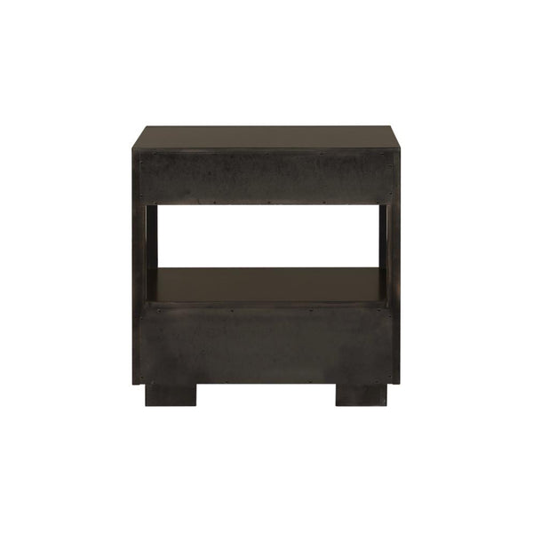 English Elm Smoked Peppercorn Two-Drawer Nightstand with Gold Trim, USB Ports, Felt Lined Drawers, Shelf B062P145477