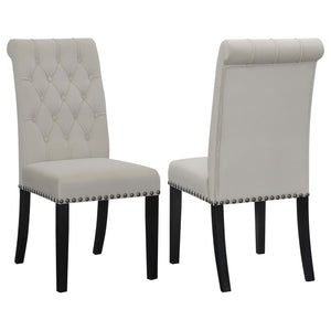 English Elm Sand Sand Velvet Tufted Side Chairs (Set of 2) — Rustic Espresso Rubberwood Frame, Button Tufting & Matte Gunmetal Nailhead Trim, Comfortable Foam Seat, Curved Back Legs, Elegant Dining Accent, 41.5" High B062P145440