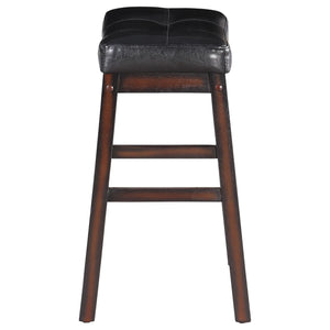 English Elm Black Upholstered Counter Height Stools Set of 2 — Tufted Cushioned Seats, Curved Backs, Cappuccino Finish, Durable PU B062P145590