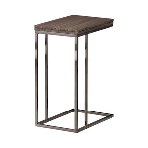 English Elm Weathered Mortimer Snack Table with Expandable Top, Nickel Frame, Weathered Wood-Grain Finish, Sofa Caddy B062P145458