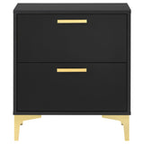 English Elm Black and Gold 2-Drawer Rectangular Nightstand