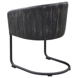 English Elm Anthracite and Matte Black Barrel Dining Chair