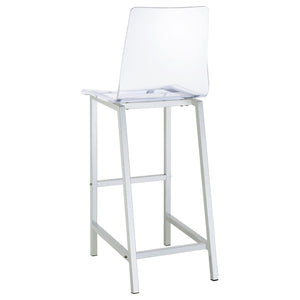English Elm Clear Clear and Chrome Bar Stools Set of 2 — Modern Acrylic Seats with Curved Comfort Back & Chrome Base B062P145576