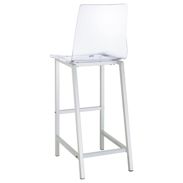 English Elm Clear Clear and Chrome Bar Stools Set of 2 — Modern Acrylic Seats with Curved Comfort Back & Chrome Base B062P145576