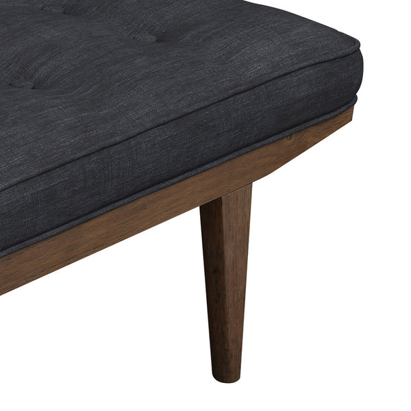 English Elm Grey Mid-Century Tufted Bench with Oak Frame, 50" Retro Tapered Legs and Button-Top Gray Seat B062P145488