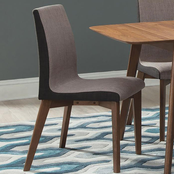 English Elm Grey Upholstered Mid-Century Dining Chairs Set of 2 — Curved Comfort, Natural Walnut Legs, Modern Casual Elegance B062P145493