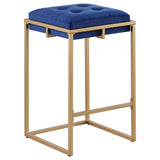 English Elm Blue and Gold Square Counter Height Stools (Set Of 2)