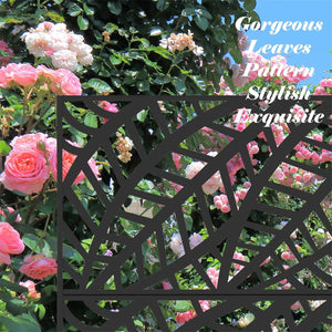 English Elm Metal Privacy Screen - Elegant Freestanding Divider For Indoor & Outdoor Spaces, Leaf Design Panels W1859P145764