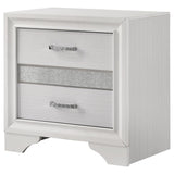 English Elm White 2-Drawer Nightstand With Hidden Jewelry Tray