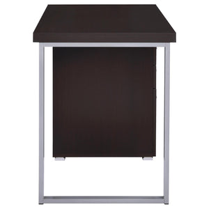 English Elm Cappuccino Modular 3-Drawer Reversible Office Desk with Metal Legs, Euro Glides & Ample Storage B062P145586