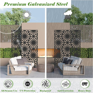 English Elm Metal Decorative Privacy Screens - Freestanding Sunflower Design For Garden, Patio & Indoor Spaces W1859P145845