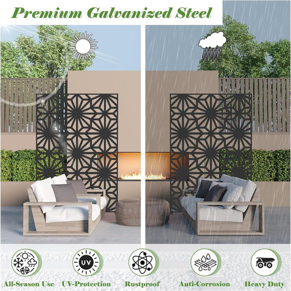 English Elm Metal Decorative Privacy Screens - Freestanding Sunflower Design For Garden, Patio & Indoor Spaces W1859P145845