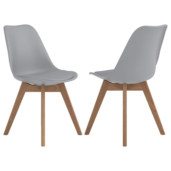 English Elm Grey Swedish Modern Padded Side Chairs Set of 2 with Leatherette Wrap and Solid Oak Splayed Legs, Cozy B062P145597