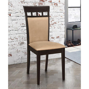 English Elm Beige Upholstered Side Chairs Set Of 2 - Stylish Cappuccino Wood Finish For Modern Dining Spaces B062P145462