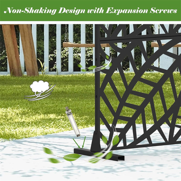 English Elm Metal Privacy Screen - Elegant Freestanding Divider For Indoor & Outdoor Spaces, Leaf Design Panels W1859P145764