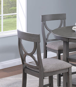 English Elm Counter Counter Height Dining Set with Oak Veneer Round Table, Padded Curve-Back Chairs & Storage Gray 48 L x 48 W x 16 H B011P145834