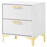 English Elm White and Gold 2-Drawer Rectangular Nightstand