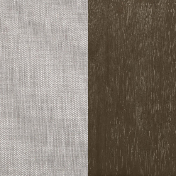 English Elm Beige Vintage-Inspired Removable Back Accent Chair with Faux Linen, Spindle Wood Frame, Oatmeal Tone Elegance B062P145434