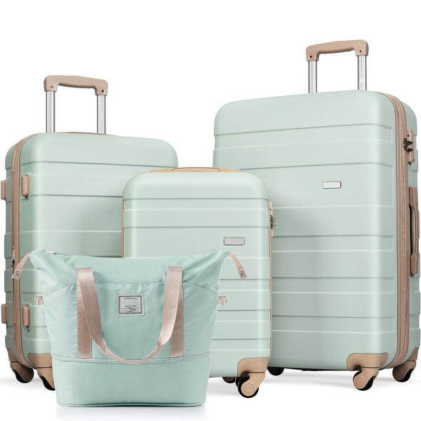 English Elm Luggage 4 Piece Abs Hard Shell Set with Spinner Wheels Tsa Lock Travel Ready N726P218511E