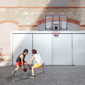 English Elm Wall-mounted Basketball Hoop Shatterproof Backboard Folding Rim All-weather Net W1408P198975