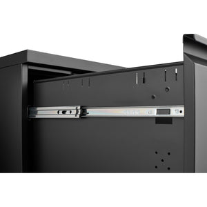 English Elm Black Steel Rolling File Cabinet Two Lockable Drawers for Home Office Storage W1247125571